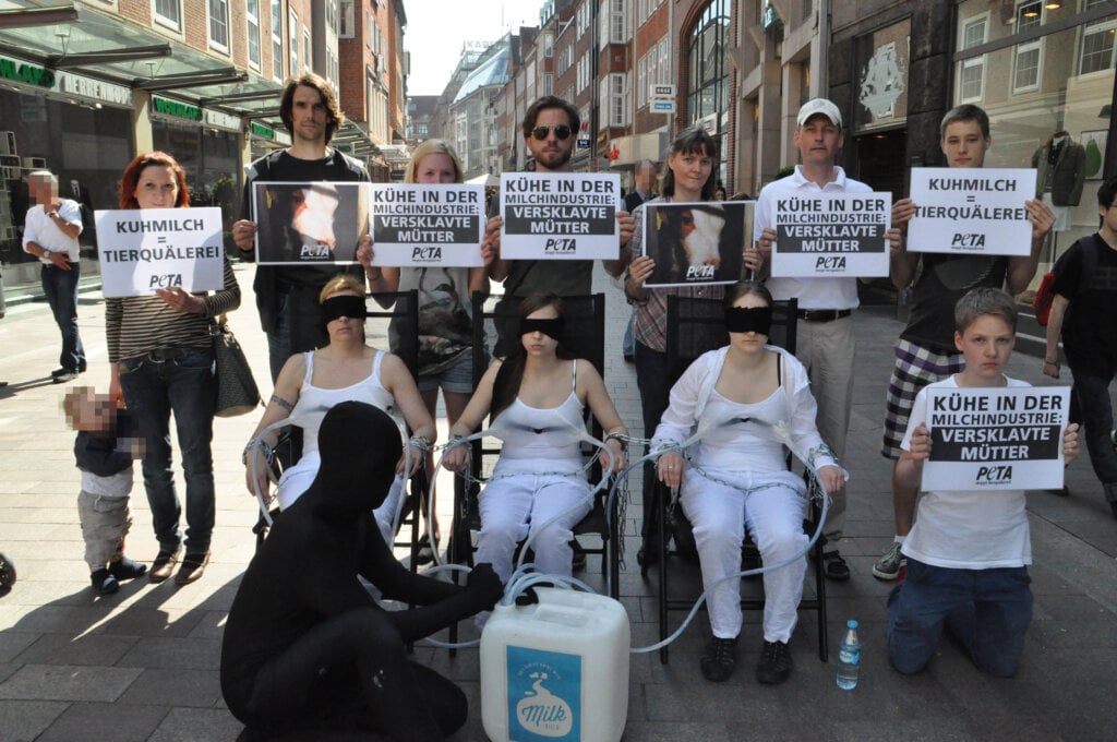 Straßenprotest Menschen mit Schildern