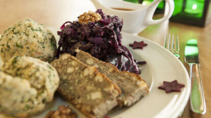 Linsenbraten mit Rotkohl